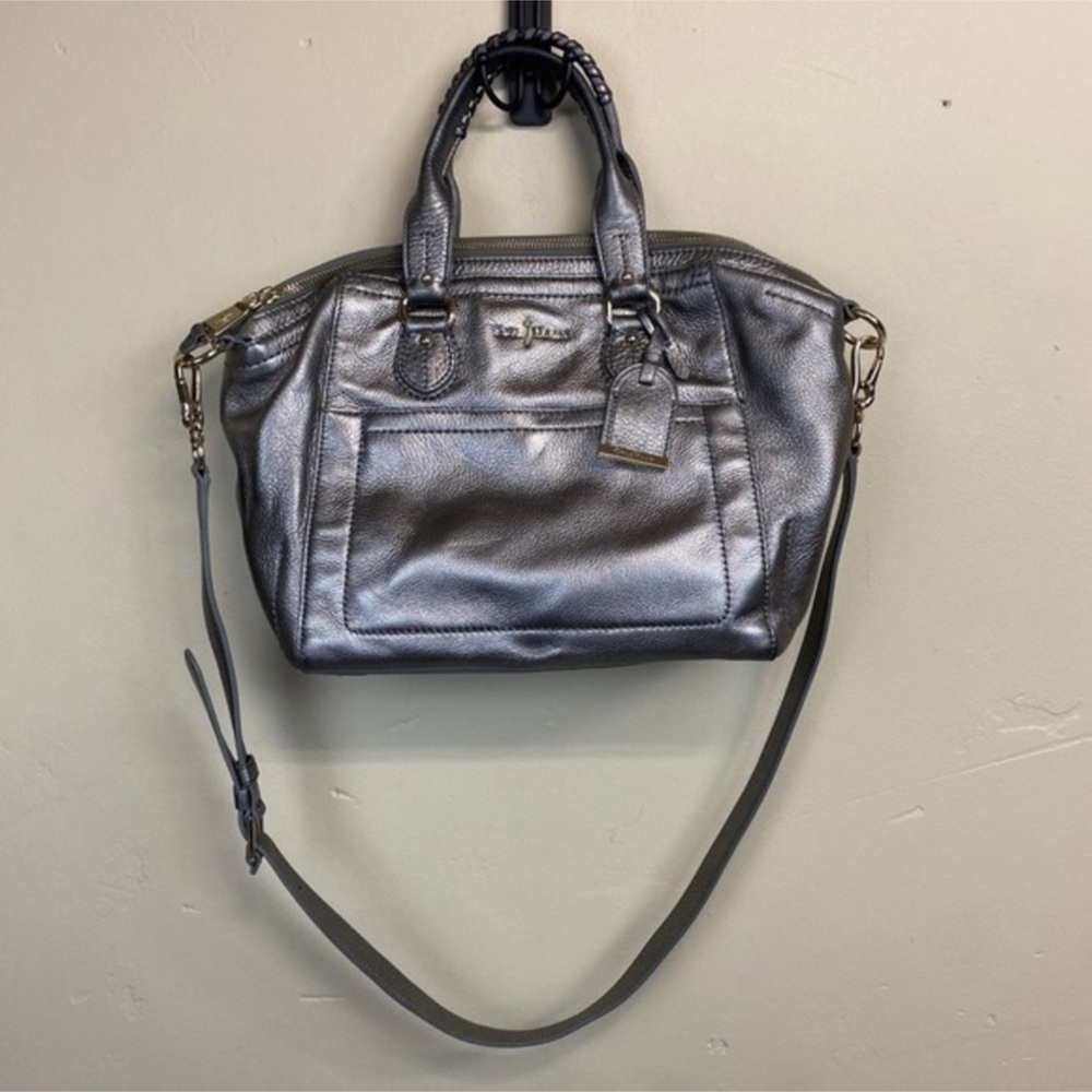 Cole Haan Silver Pebbled Leather Convertible Hand/Crossbody Bag
